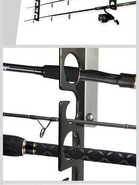 Wall Mounted Fishing Rod Rack - Black